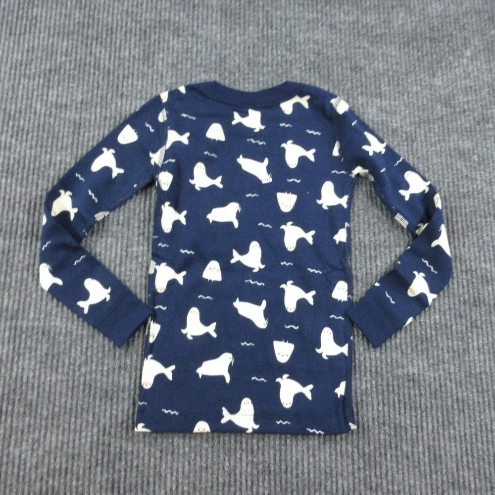 Hanna Andersson Pajama Set Kids 5 Years Blue Seal Animal Print Jersey NWT